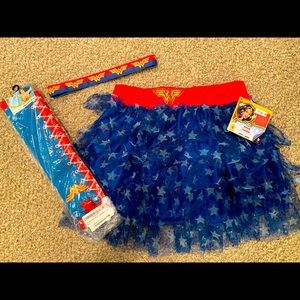 Wonder Woman tutu sequin skirt, knee high socks and hair band